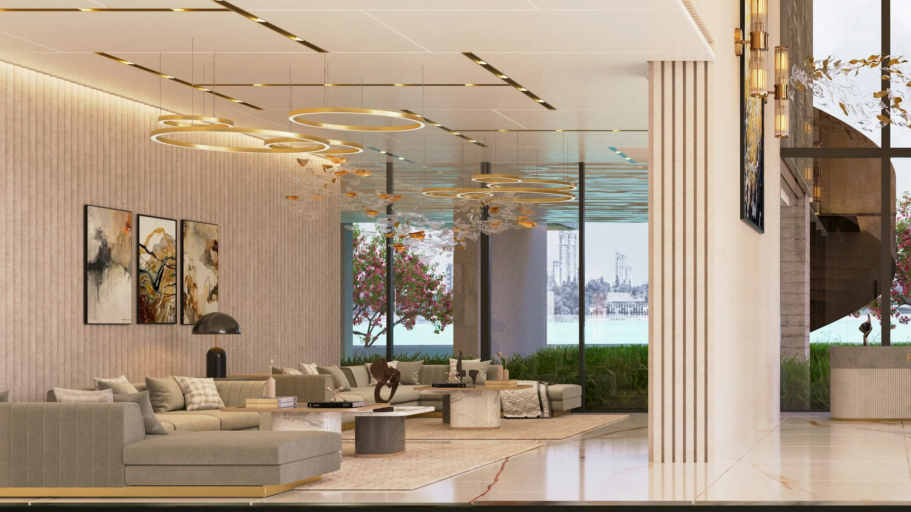 Illustrative tactile hospitality interior